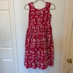 VINTAGE Summer Button Down Dress Floral 100% Cotton Jessica Pink White 12 pocket
